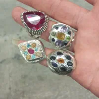 چهار عدد انگشتر نقره جواهری اوپال موزنایت یاقوت|جواهرات|اصفهان, فردوان|دیوار