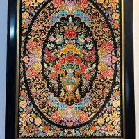 تابلو فرش دستبافت ۸۰ رج تمام ابریشم قم اصل مارکدار