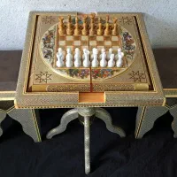 میزو و صندلی تخته نرد و شطرنج خاتم ( مربع )