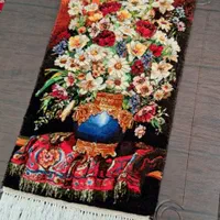 تابلو فرش دستباف گلدان بابونه با چله کشی پنبه ای|تابلو فرش|فسا, |دیوار