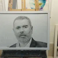 نقاشی سیاه قلم  اسماعیل هنیه