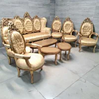 مبل اسطیل فرحی طلایی 9نفره با میز و عسلی