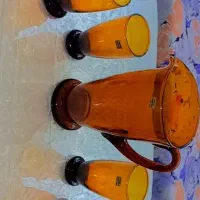 پارچ ولیوان قدیمی اندونزی کهربایی زیبا وآنتیک|کلکسیون اشیاء عتیقه|اسکو, |دیوار