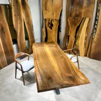 میز نهارخوری ۴ ۶ ۸ ۱۰ نفره چوبی اسلب روستیک / 004