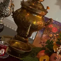 سماور زغالی برنجی 5تکه