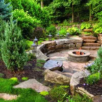 طراحی منظر باغ ویلا محوطه فضای سبز استخر