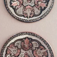 ۴ عدد بشقاب قلم زنی صنایع دستی اصفهان