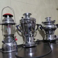 سماور و چراغ نفتی چرخ خیاطی