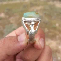 انگشتر نقره عتیقه ، عقیق سبز باباقوری کمیاب|کلکسیون اشیاء عتیقه|شیراز, مسلم|دیوار
