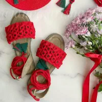 دمپایی صندل یلدایی مکرومه