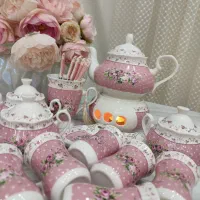 آنجل سرویس چینی چایخوری فنجون قوری وارمر قندان