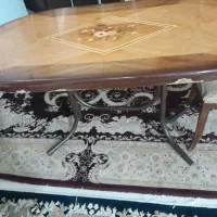 میز ۶ نفره نهار خوری با پایه فرفورژه