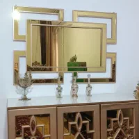 آینه کنسول شیک و طلایی بژ