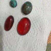 چهار عدد نگین انگشتر عقیق و فیروزه