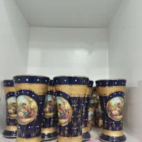 سرویس چینی سورمه ای سلطنتی طلاکوب کمیاب دستساز|کلکسیون اشیاء عتیقه|اصفهان, قائمیه|دیوار