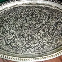 سینی مسی نخودی قاجارباقلم فوق زیبای پهلوی و2ظرف مس|کلکسیون اشیاء عتیقه|زنجان, |دیوار