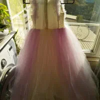 پیراهن مجلسی دخترانه سفید، یاسی، همراه با ژپون ه