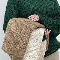 بلوز بافت یقه اسکی سبز و توسی