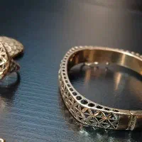 دستبند و انگشتر ست سیا قلم نو