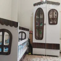 تخت خواب دونفره منبت چوب راش|تخت و سرویس خواب|تهران, شهرک پرواز|دیوار