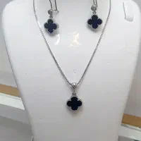 ست گردنبند و گوشواره و انگشتر نقره زنانه