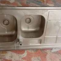 سینک ظرفشویی دوقلو به همراه شیر و اتصالات