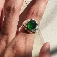 انگشتر یشم نفریت اصل سنگ دو طرف تراش