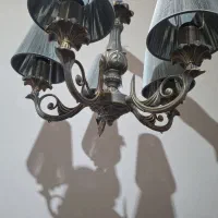 لوستر پنج شاخه المینیومی رنگ طوسی پتینه|لوستر و چراغ آویز|مشهد, شهرک شیرین|دیوار