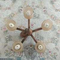 لوستر چوبی در حد نو 5شاخه|لوستر و چراغ آویز|بجنورد, |دیوار