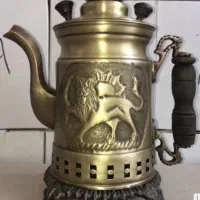 سماور برنجی طرح شیر و خورشید