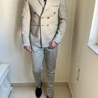 کت و شلوار کرم دبل