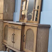 کنسول  روکش چوب طبیعی با رنگ گردویی پلی اورتان