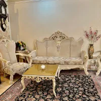 مبل هفت نفره تمام چوب همراه جلومبلی