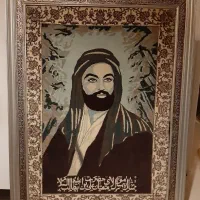 تابلو فرش دستباف قدیمی تمثال مبارک حضرت علی ع