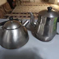 دو عدد کتری استیل  قدیم کف چدن