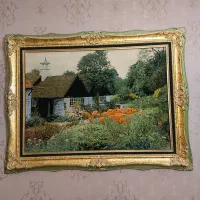 تابلوفرش دستبافت منظره روستایی