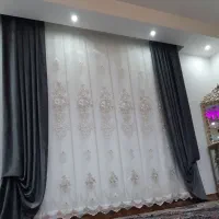 پرده فلت درباری با یالون پارچه ترک (۲ عدد)
