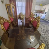 میز ناهارخوری ۶نفره ورق طلا درحدنو