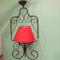 اویز دیوارکوب فرفورژه برنجی قاب مهتابی دوتایی