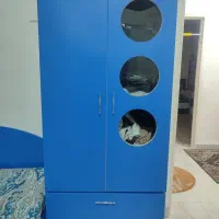 کمد تخت پا تختی میز تحریر و شلف بزرگ آبی پسرانه