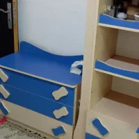 کمد بچه دوکشو ودراور سه کشو آبی کرم عالی