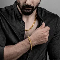 نیم ست Cartier مردانه طلایی مدل  zoris