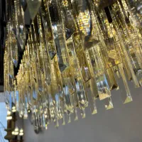 لوستر کریستال رایان شامپاینی مدرن 80×30|لوستر و چراغ آویز|تهران, نیروی هوایی (پیروزی)|دیوار