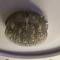 لوستر گرد کریستالی|لوستر و چراغ آویز|آستانه اشرفیه, |دیوار