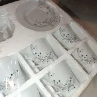 صبحانه خوری آکبند سفید با گلهای مشکی|ظروف سرو و پذیرایی|ارومیه, |دیوار