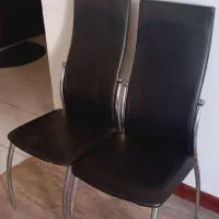 2 عدد صندلی تک چرم و فلزی