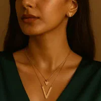 گردنبند طلای V و مثلث عیار ۷۵۰ با اجرت کارگاهی