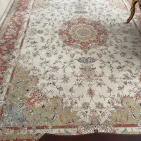 ۳تخته فرش مشهددرجه یک سالم خوش نقشه رنگ بژ