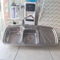 سینک استیل البرز دوقلو سایز بزرگ به همراه شیر