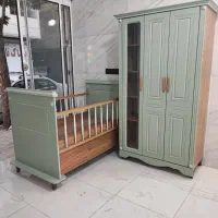 سرویس چوب سیسمونی بچه کمد ۳درب تخت نوزاد کنار مادر